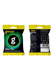 Ультратонкие презервативы Ganzo Ultra thin в мягкой упаковке - 3 шт. - Ganzo - купить с доставкой в Новошахтинске