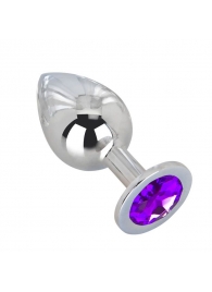 Большой плаг из стали с фиолетовым кристаллом Violet Dream - 9,5 см. - Erotic Fantasy - купить с доставкой в Новошахтинске