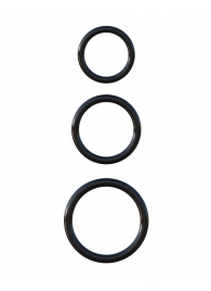 Набор из трех черных эрекционных колец Silicone 3-Ring Stamina Set - Pipedream - в Новошахтинске купить с доставкой