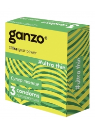 Ультратонкие презервативы Ganzo Ultra thin - 3 шт. - Ganzo - купить с доставкой в Новошахтинске