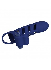 Синяя насадка на пенис Powerful Ring - 18,8 см. - Baile - в Новошахтинске купить с доставкой