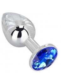 Анальное украшение BUTT PLUG  Small с синим кристаллом - 7 см. - Anal Jewelry Plug - купить с доставкой в Новошахтинске