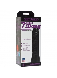 Насадка-фаллоимитатор для страпон-систем Vac-U-Lock CodeBlack 7 Inch Thin Dong - 18,3 см. - Doc Johnson - купить с доставкой в Новошахтинске