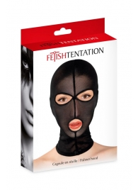 Черная сетчатая маска на голову с отверстиями для глаз и рта - Fetish Tentation - купить с доставкой в Новошахтинске