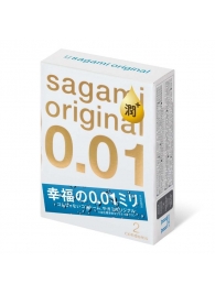 Увлажнённые презервативы Sagami Original 0.01 Extra Lub - 2 шт. - Sagami - купить с доставкой в Новошахтинске