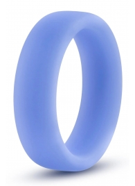 Голубое люминесцентное кольцо Silicone Glo Cock Ring - Blush Novelties - в Новошахтинске купить с доставкой
