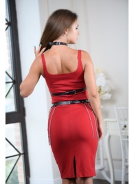Черно-серебристая портупея-юбка plus size с цепочками - БДСМ Арсенал - купить с доставкой в Новошахтинске