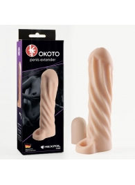 Телесная насадка-удлинитель Okoto со спиралевидным рельефом - 16 см. - Sitabella - в Новошахтинске купить с доставкой