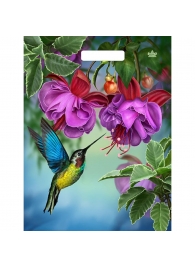Пакет с принтом в виде колибри в цветах с вырубной ручкой (31х40 см) - Сима-Ленд - купить с доставкой в Новошахтинске