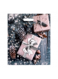 Новогодний пакет с принтом в виде подарков и вырубной ручкой (45х38 см) - Сима-Ленд - купить с доставкой в Новошахтинске