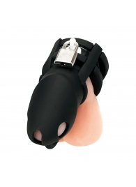 Черная клетка для пениса Silicone Small 2 in Cock Cage With Ball Divider - BlueLine - купить с доставкой в Новошахтинске