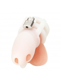 Белая клетка для пениса Silicone Small 2 in Cock Cage With Ball Divider - BlueLine - купить с доставкой в Новошахтинске