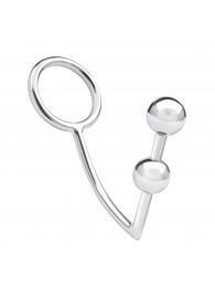 Кольцо на пенис с анальным стимулятором Two Bead Stainless Steel Anal Hook   Cock Ring - BlueLine - в Новошахтинске купить с доставкой