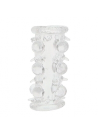 Прозрачная насадка на пенис с шипами и бугорками JELLY JOY LUST CLUSTER CLEAR - Dream Toys - в Новошахтинске купить с доставкой