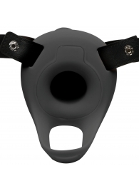 Черный полый страпон с вибрацией 2’’ Erection 28X Smooth Vibrating Silicone Penis Sheath - XR Brands - купить с доставкой в Новошахтинске