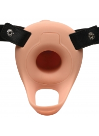 Телесный полый страпон 2  Erection 28X Smooth Vibrating Silicone Penis Sheath - 16 см. - XR Brands - купить с доставкой в Новошахтинске