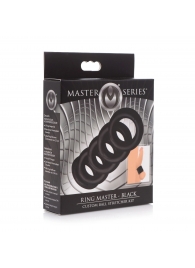 Комплект из 5 черных эрекционных колец для мошонки Ring Master Custom Ball Stretcher Kit - XR Brands - в Новошахтинске купить с доставкой