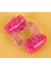 Фиолетовое виброкольцо с двумя вибропульками - Toyfa Basic - в Новошахтинске купить с доставкой