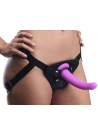 Лиловый поясной страпон Navigator Silicone G-Spot Dildo with Harness - 17,8 см. - XR Brands - купить с доставкой в Новошахтинске