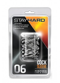 Прозрачная насадка с объёмными чёрточками STAY HARD COCK SLEEVE 06 CLEAR - Blush Novelties - в Новошахтинске купить с доставкой
