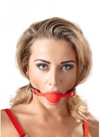 Силиконовый кляп-шар на чёрных ремешках Red Gag silicone - Orion - купить с доставкой в Новошахтинске