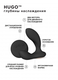 Черный вибромассажер простаты с пультом ДУ Hugo 2 Remote - Lelo - в Новошахтинске купить с доставкой
