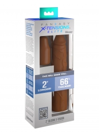 Коричневая насадка на член 2  Silicone X-tension - 20,3 см. - Pipedream - в Новошахтинске купить с доставкой