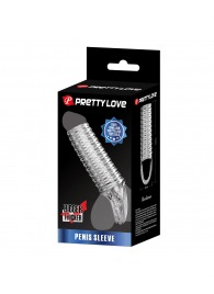 Прозрачная насадка на пенис с ребрышками и подхватом мошонки - Baile - в Новошахтинске купить с доставкой