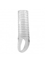Прозрачная насадка на пенис с ребрышками и подхватом мошонки - Baile - в Новошахтинске купить с доставкой