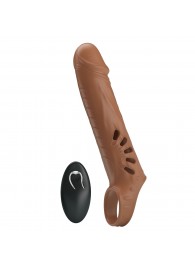 Коричневая вибронасадка с подхватом мошонки и пультом ДУ - Baile - в Новошахтинске купить с доставкой