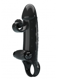 Черная вибронасадка на пенис с подхватом мошонки - 20 см. - Baile - в Новошахтинске купить с доставкой