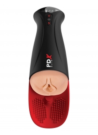 Телесный мастурбатор-вагина в черной колбе с вибрацией Fuck-O-Matic Pro XL - Pipedream - в Новошахтинске купить с доставкой