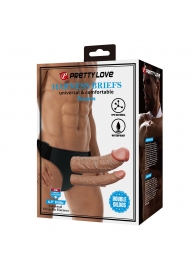 Темно-бежевый фаллопротез для двойного проникновения - 17,5 см. - Baile - купить с доставкой в Новошахтинске