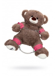 Бондажный набор: бурый мишка с розовыми оковами и наручниками - Pecado - купить с доставкой в Новошахтинске