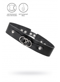 Черный чокер-ошейник со связанными кольцами на подложке - Pecado - купить с доставкой в Новошахтинске