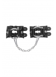Черные кожаные наручники-браслеты из двух ремешков - Pecado - купить с доставкой в Новошахтинске