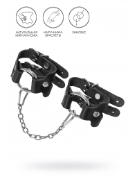 Черные кожаные наручники-браслеты из двух ремешков - Pecado - купить с доставкой в Новошахтинске