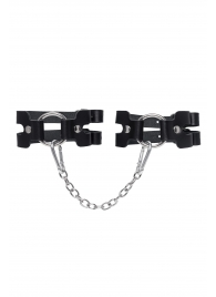 Черные кожаные оковы из двух ремешков - Pecado - купить с доставкой в Новошахтинске