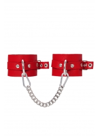 Красные мягкие кожаные оковы с люверсами - Pecado - купить с доставкой в Новошахтинске
