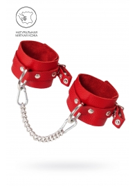 Красные мягкие кожаные оковы с люверсами - Pecado - купить с доставкой в Новошахтинске