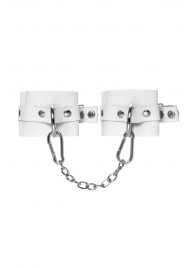 Белые мягкие кожаные наручники с люверсами - Pecado - купить с доставкой в Новошахтинске