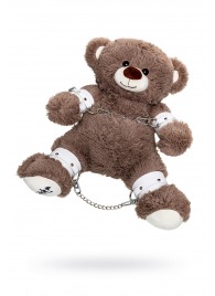Бондажный набор: бурый мишка с белыми оковами и наручниками - Pecado - купить с доставкой в Новошахтинске