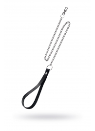 Поводок с ручкой из черной натуральной кожи и карабином для ошейника - Pecado - купить с доставкой в Новошахтинске
