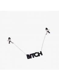 Зажимы на соски с кожаной подвеской Bitch - Crazy Handmade - купить с доставкой в Новошахтинске