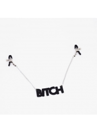 Зажимы на соски с кожаной подвеской Bitch - Crazy Handmade - купить с доставкой в Новошахтинске