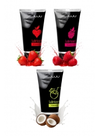 Набор из 3 съедобных лубрикантов JUJU (клубника, малина, кокос) - JuJu - купить с доставкой в Новошахтинске