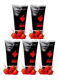 Набор из 5 съедобных лубрикантов JUJU со вкусом клубники - JuJu - купить с доставкой в Новошахтинске