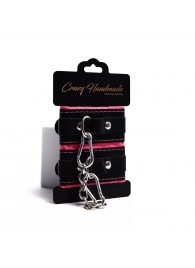 Черно-розовые скругленные наручники с мягкой подкладкой - Crazy Handmade - купить с доставкой в Новошахтинске