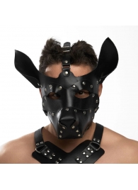 Черная кожаная маска «Собака» - Crazy Handmade - купить с доставкой в Новошахтинске