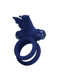 Синее эрекционное кольцо с вибростимуляцией клитора - Baile - в Новошахтинске купить с доставкой